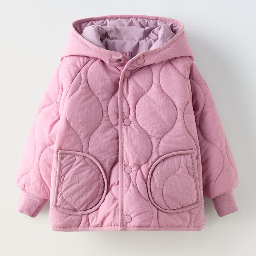 Zara Girls Water repellent jacket Size 4Y pink / Mauve
